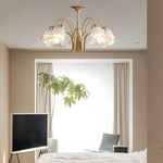 6 8 Light Glass Lily Chandelier French Pastoral Gold Fixture