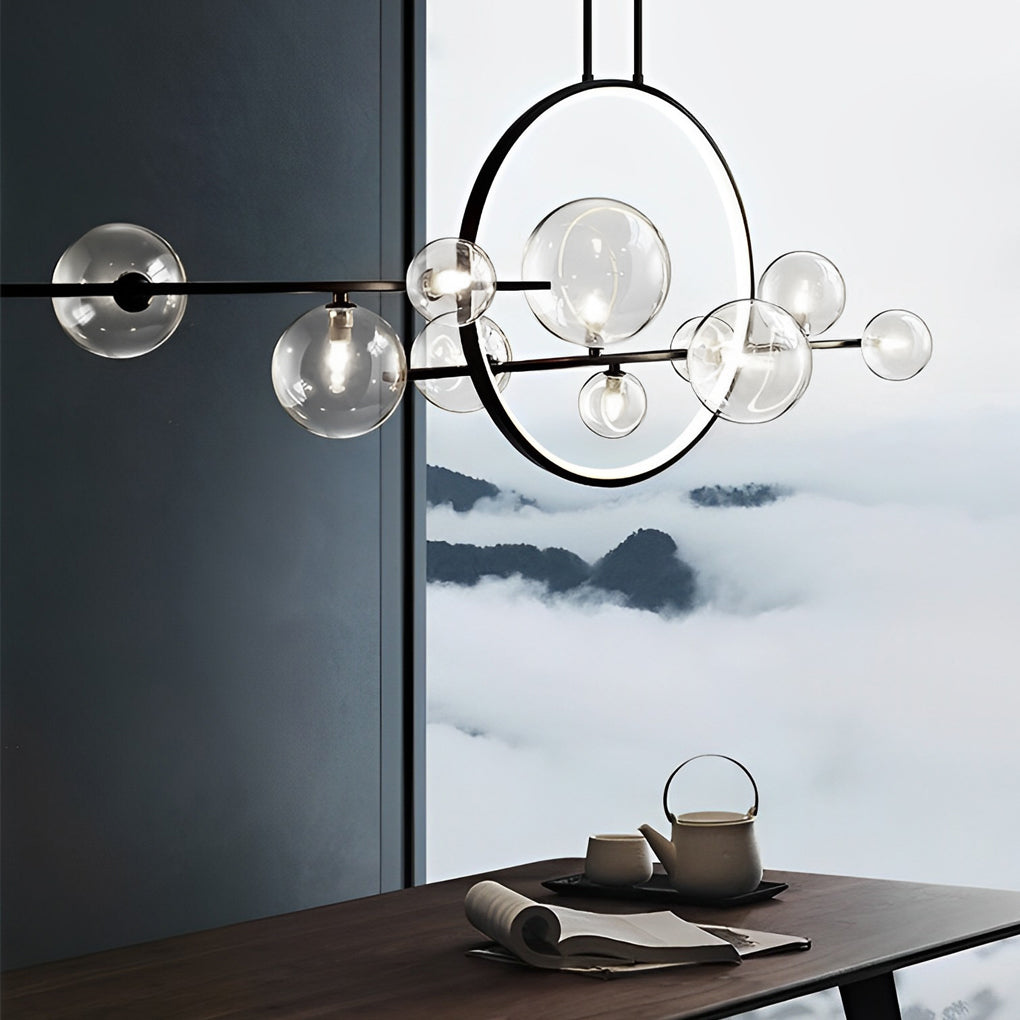 Modern Black Glass Bubble LED Chandelier for Dining Room and Kitchen Island