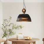 Retro Gradient Dark Green Striped Glass Art Nordic Pendant Lights Fixture Li002742