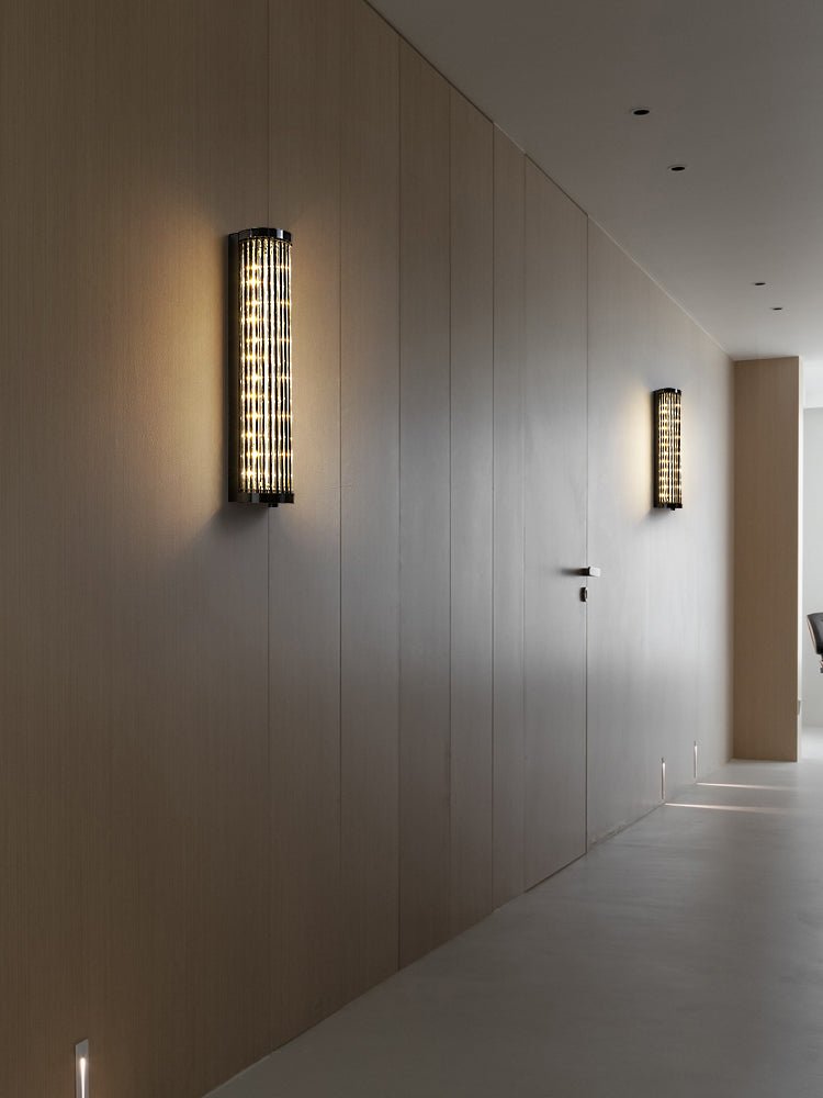 Luma Column LED Wall Sconce in Brushed Gold and Clear Glass