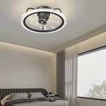 Creative 360 Shake Head Round 3 Step Dimming Modern Ceiling Fans With Light