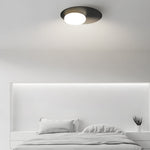 1 Light Led Oval Metal White Glass Flush Mount Ceiling Light