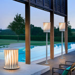 Rotating Stainless Steel Outdoor Floor Lamp with Vertical Slats