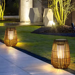 Rattan Portable Lantern Shaped Led Waterproof Solar Outdoor Lights