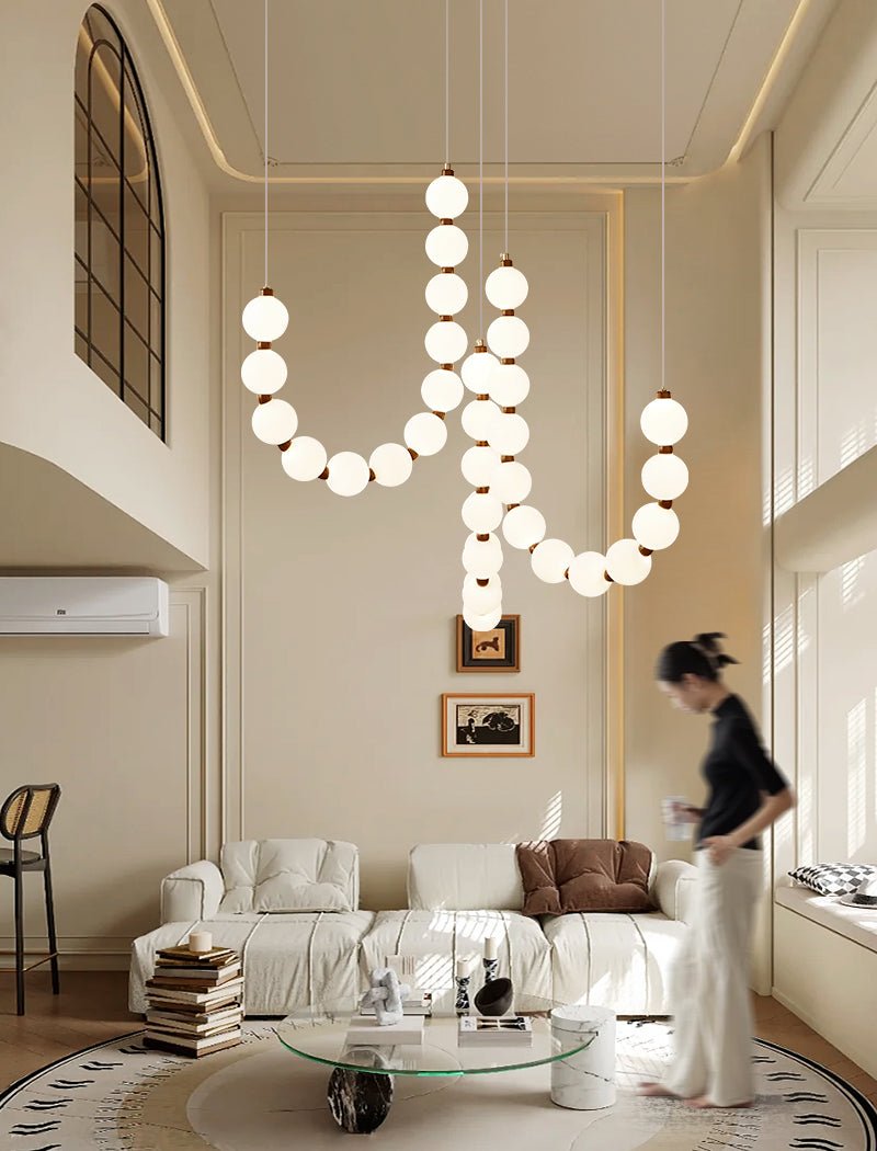 Thalorin LED Pendant Light – Modern Cascading Orb Chandelier for Dining & Living Spaces