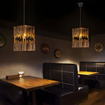 Retro Wood Bamboo Tube Cuboid Pendant Light 1 Light Suspension Lamp