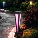 LumaPath Square RGB Solar Pathway Light with Conical Base for Modern Landscapes