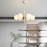 19 68 In Midcentury 6 Light Beige Glass Sphere Chandelier