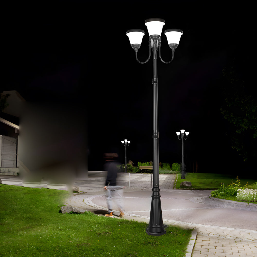 3 Light Black Finish Traditional Outdoor Street Light