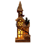 Artisan Wooden Christmas Village Houses with Warm Glow