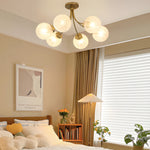 Modern Brass Carved Glass Semi Flush Mount Ceiling Light 6 8 Light