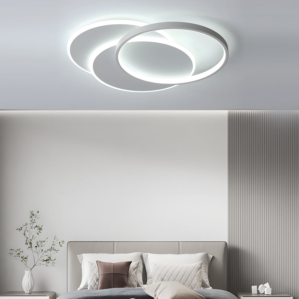 White 3 Circle Acrylic Art Led Flush Mount Ceiling Light