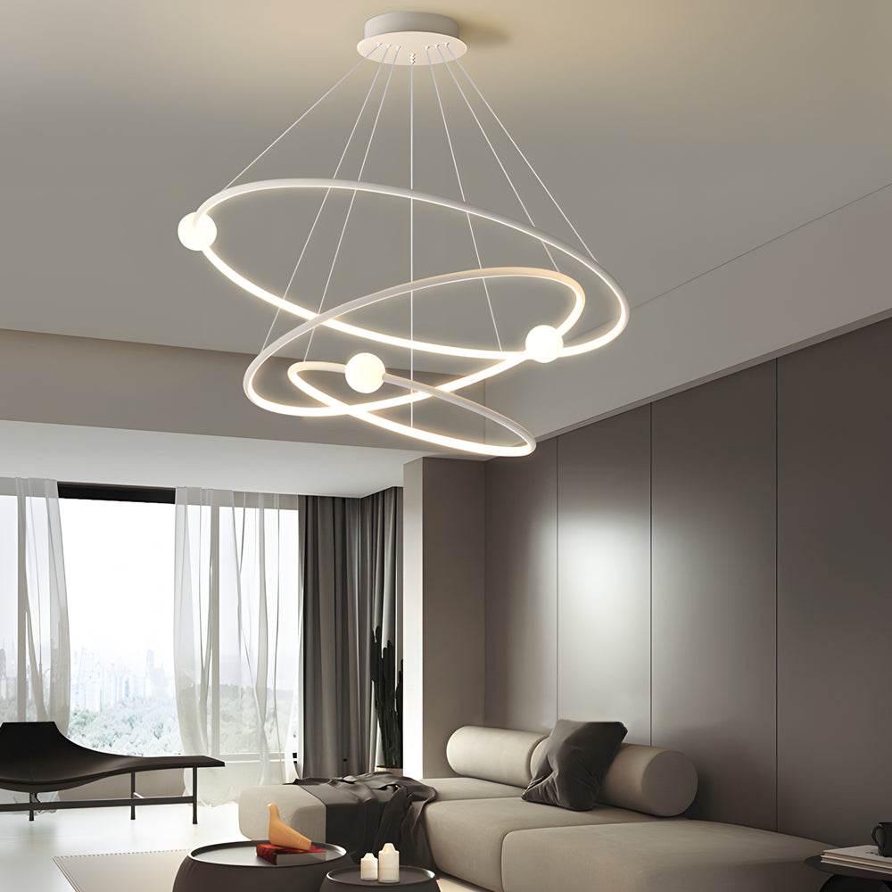 White Black Circular Pendant Lamp Dimmable Led Rings Chandelier