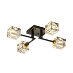 Modern Copper Crystal Cube Semi Flush Mount Light Fixture 4 6 8 Light