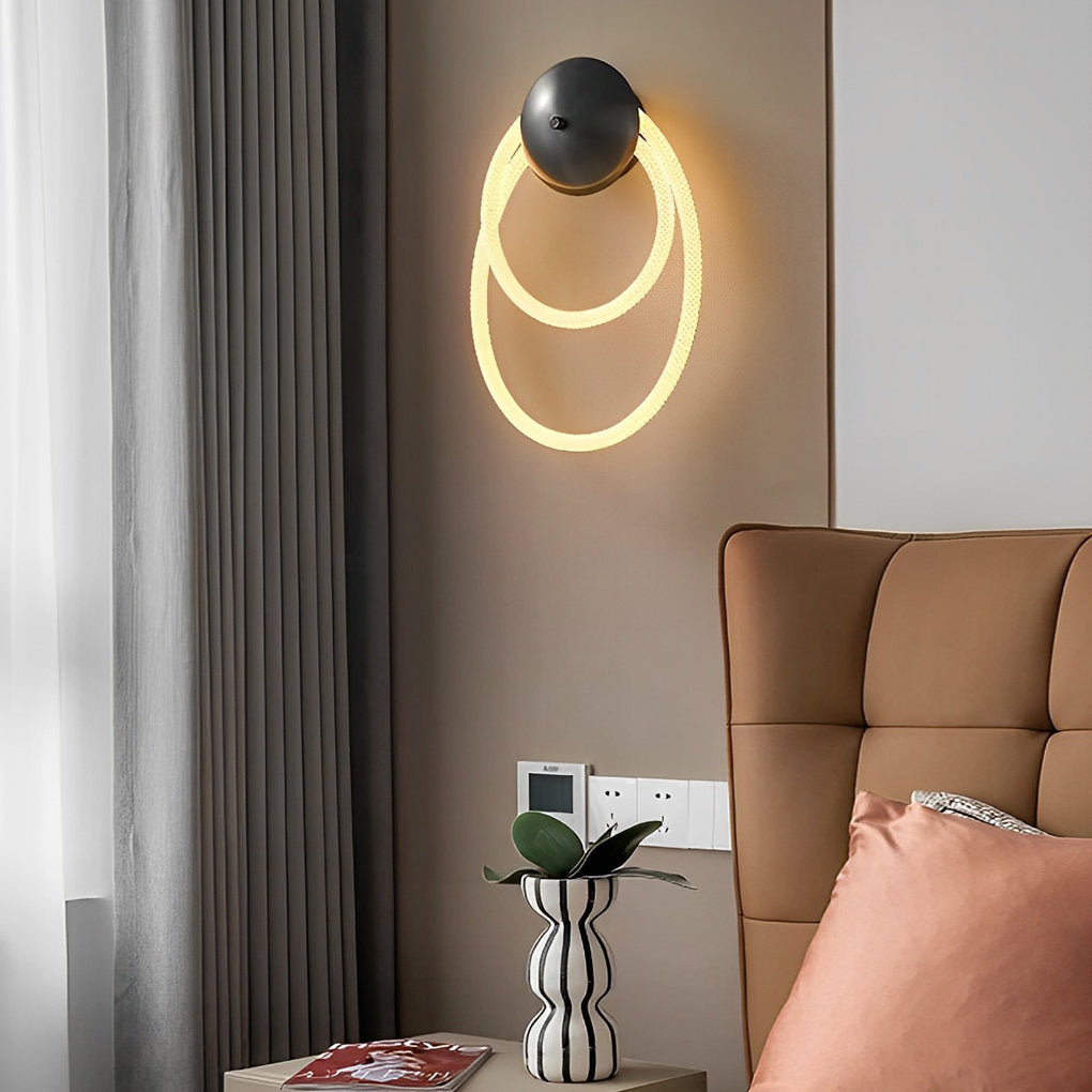 Artisan Round LED Wall Sconce in Brushed Black with Handwoven Nylon Shade