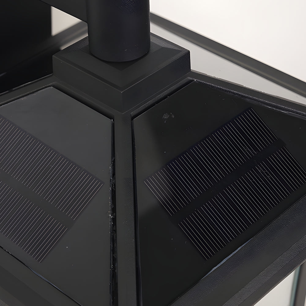 Square Waterproof Aluminum Glass Black Retro Solar Outdoor Wall Lights Li002755