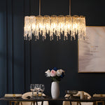 7 10 Light Luxury Glass Decor Icicles Droplet Crystal Chandelier 3 Step Dimming
