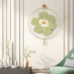 Round Metal Battery Operated Led Flower Wall Clock
