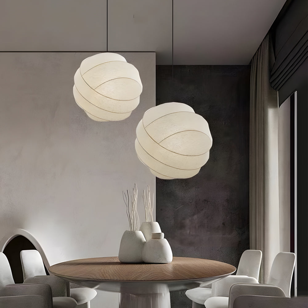 Simple Iron Silk Fabric Ball Wabi Sabi Creative Japanese Style Chandeliers