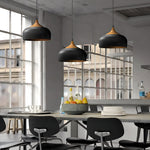 Dome Pendant Light With Wood Detail Modern 1 Light Island Fixture