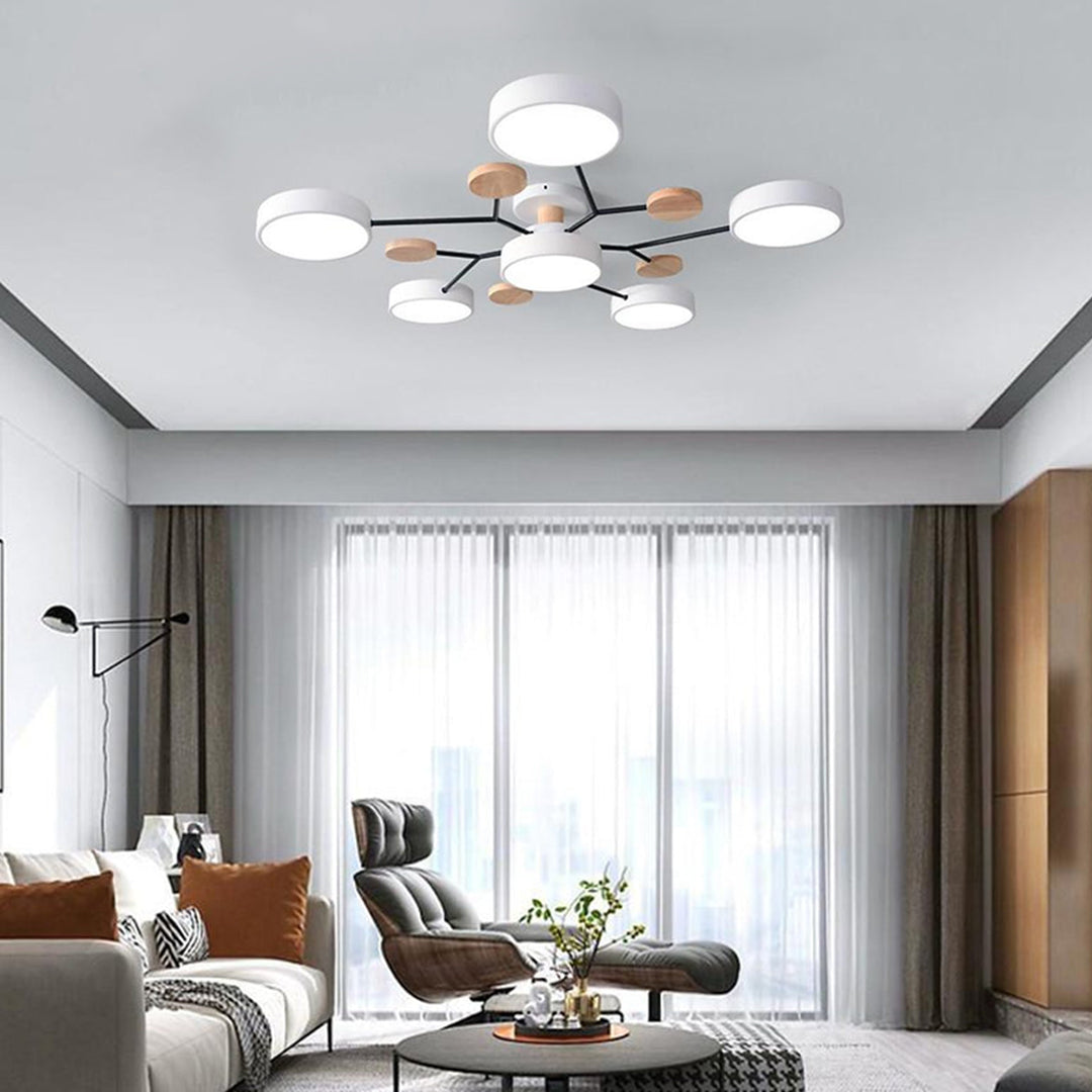 Orbital Sputnik Semi Flush Mount LED Chandelier in Metal and Acrylic
