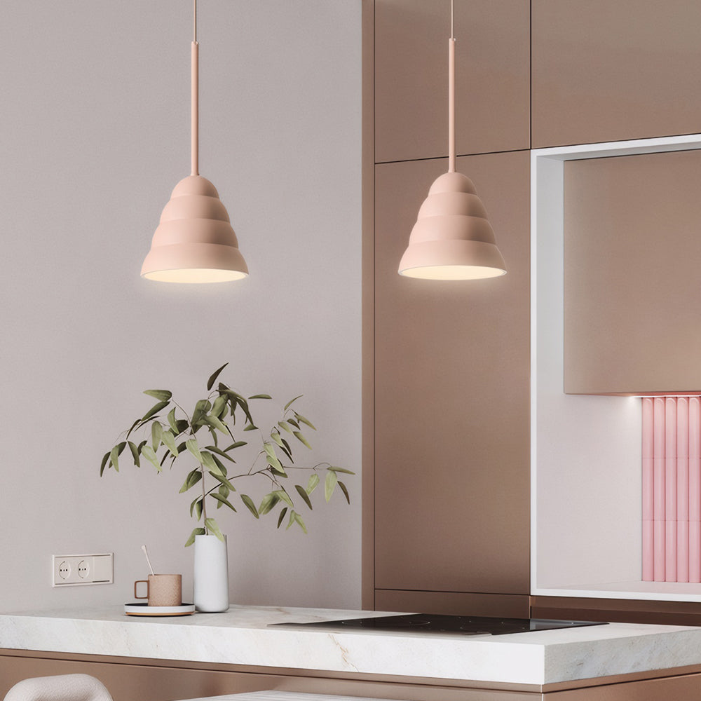 1 Light Resin Pink Figura Arc Pendant Lamp