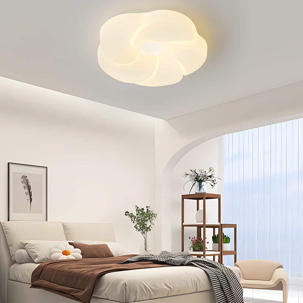 Milky White Cute Flower Led Three Step Dimming Modern Ceiling Light Fixture