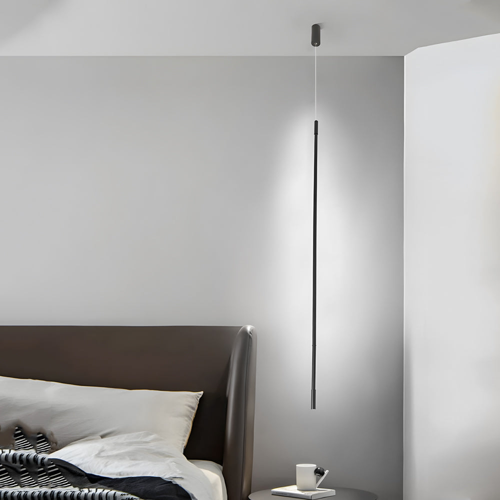 Black Long Vertical Linear Led Pendant Light