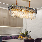 Modern Led Dimmable Dining Room Crystal Chandelier Round Rectangle