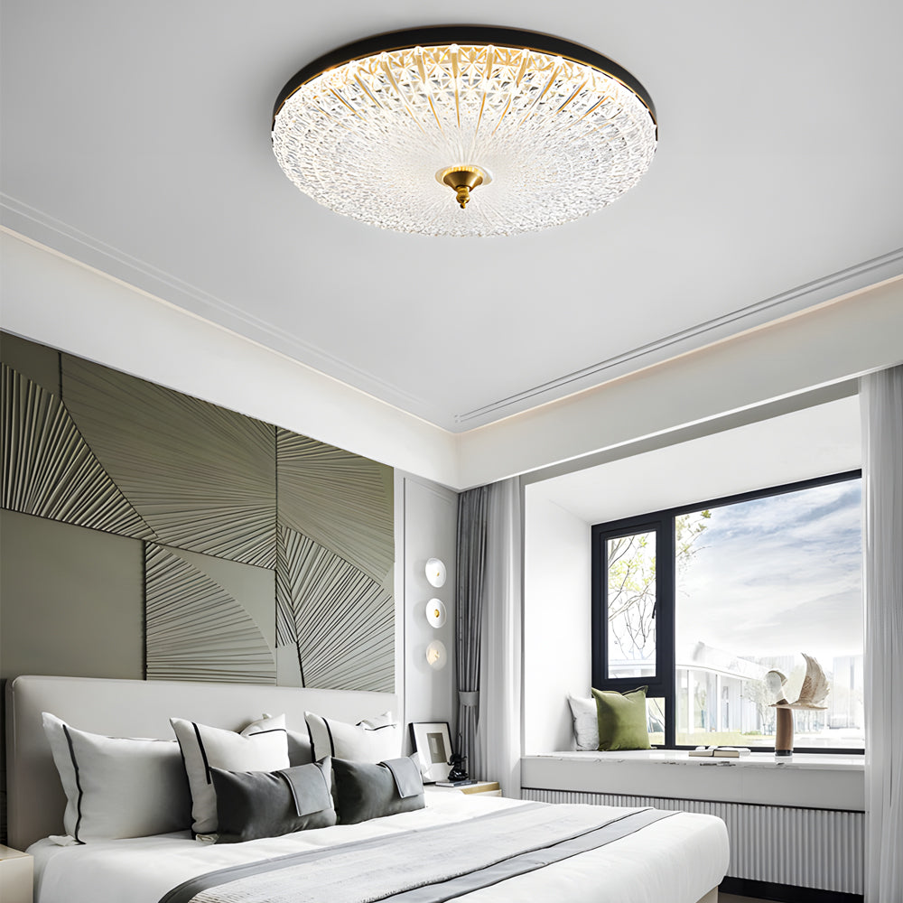 Round Sparkle Glass Led Flush Ceiling Light