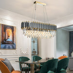 6 8 Light Crystal Layered Chandelier Dimmable Dining Room Pendant Lighting