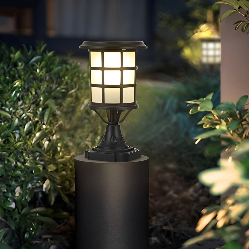 Round Cage Solar Fence Post Light Ha092390