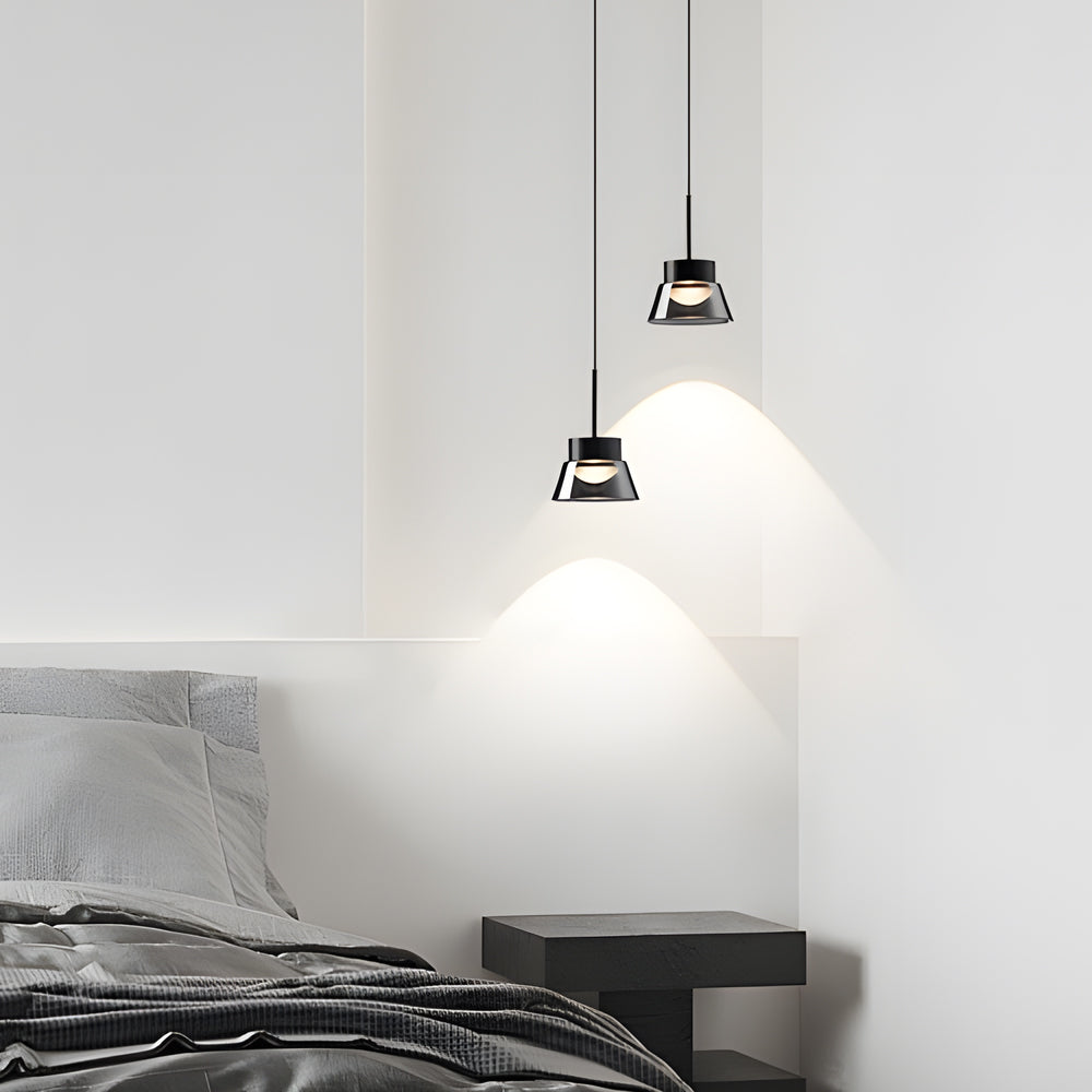 1 2 Light Smoked Gray Glass Pendant Light Led Island Glass Chandelier Black Hanging Ceiling Lamp For Bedroom