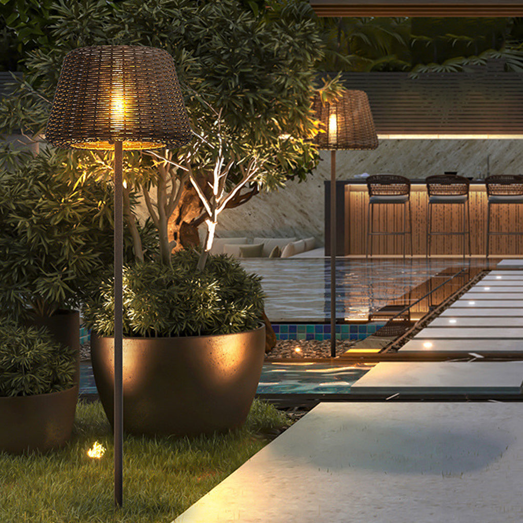 Rattan Shade Led Ralph Outdoor Floor Lamp With Stake 45 27 In H