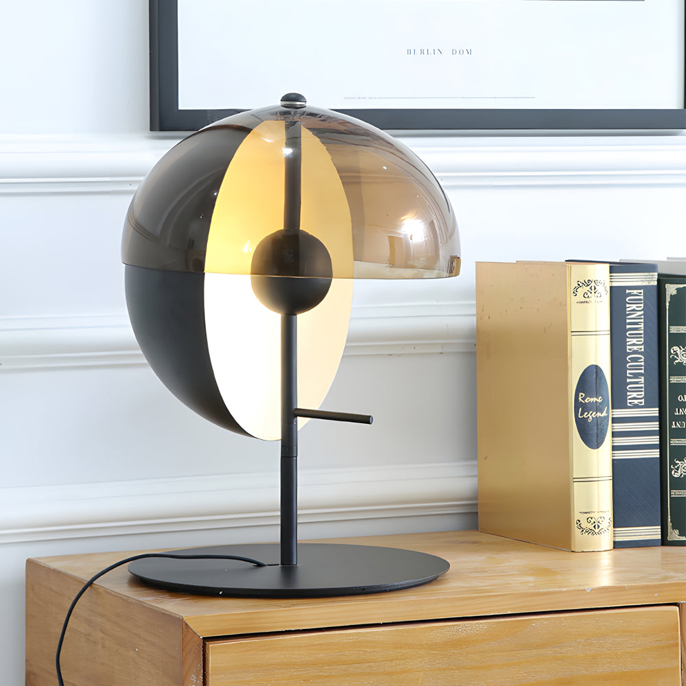 Novelty 2 Half Spheres Amber Glass Led Table Lamp