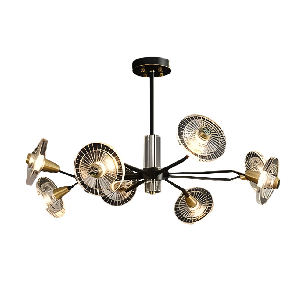 6 8 Lights Flowers Crystal 3 Step Dimming Copper Post Modern Chandelier