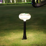 Modern Solar Lawn Light Metal Cylinder Oval Shade Led Outdoor Bollard Light