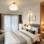 Modern White Flower Semi Flush Mount Ceiling Lamp