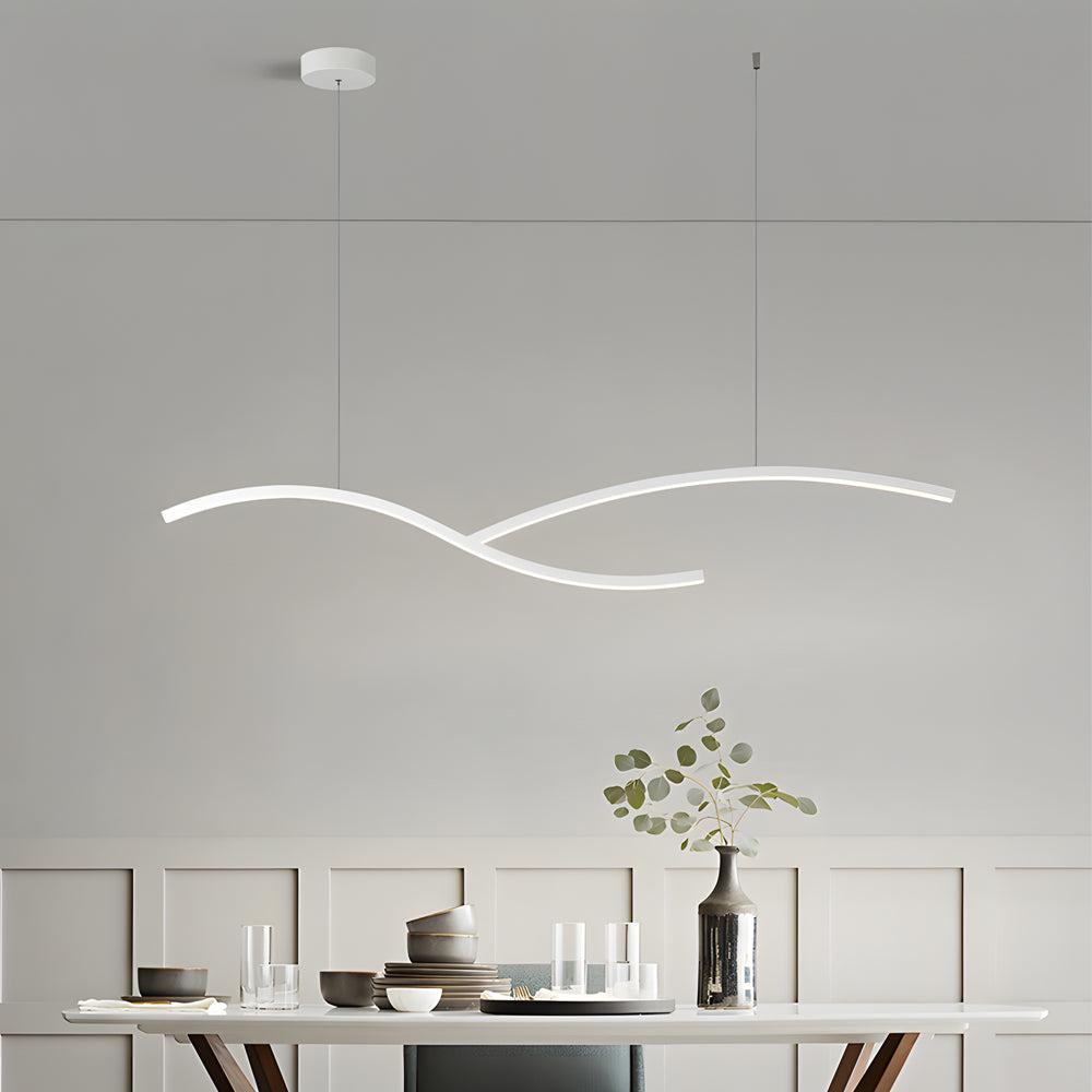39 4 47 2 Wide Black White Wave Linear Led Pendant