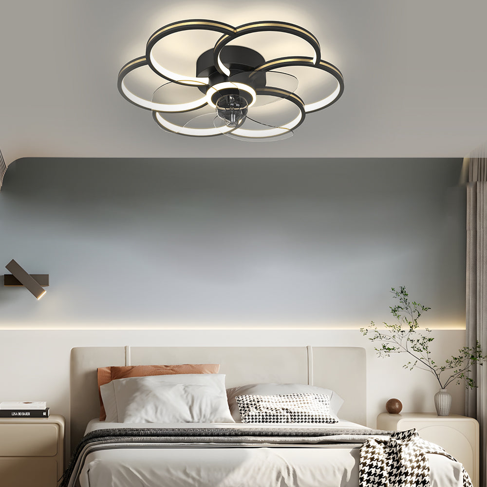 Flower Creative Three Step Dimming Led Silent Modern Ceiling Fan And Light