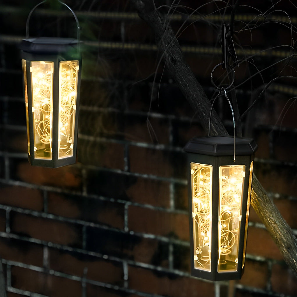 Hexagonal Solar LED Lawn Lights with Motion Sensor, Set of 2