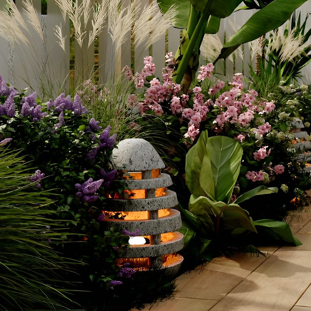 Sculptural Egg-Shaped Resin LED Lawn Light for Modern Outdoor Spaces