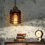 1 Light Aged Metallic Cage Kitchen Pendant Lighting Hanging Lamp