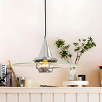 Round Transparent Glass Ufo 3 Step Dimming Modern Pendant Light Fixture