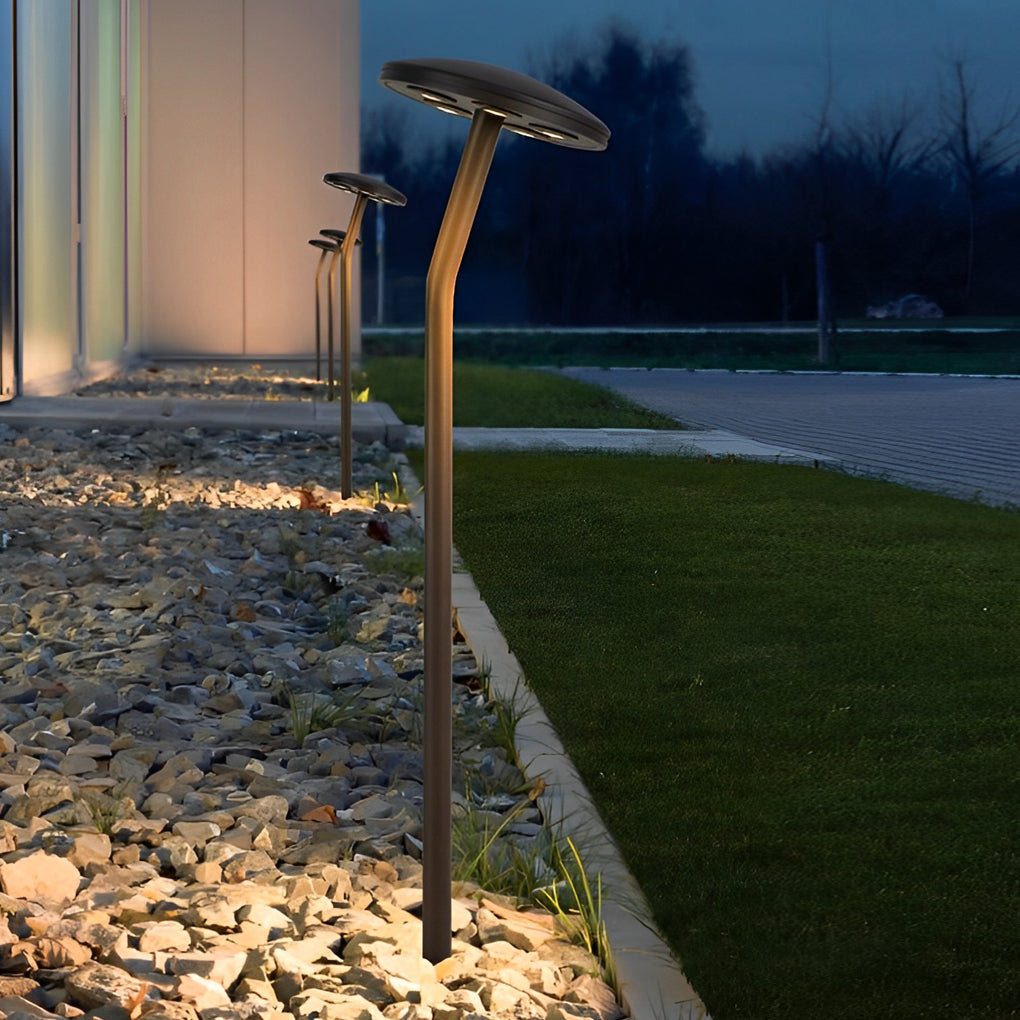 Mushroom LED Pathway Light in Brown Aluminum for Garden and Lawn