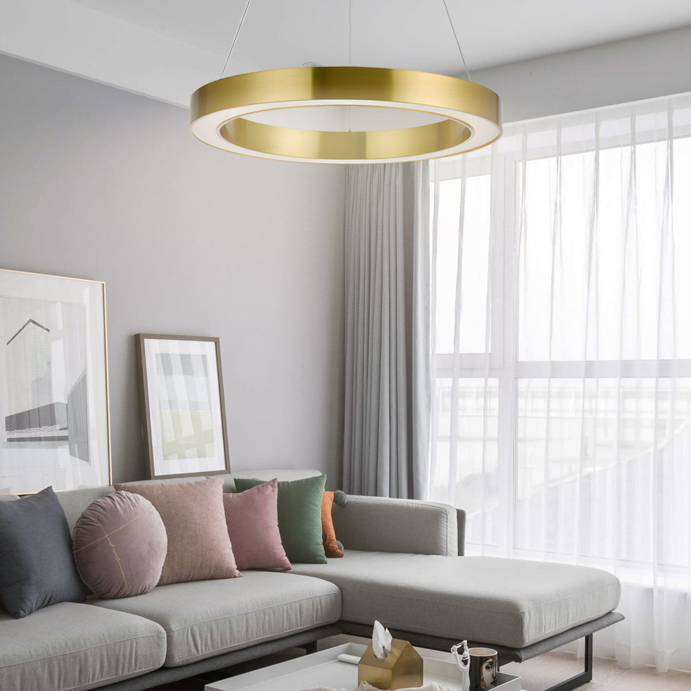 Gold Ring Pendant Light Modern Luxury Led Suspension