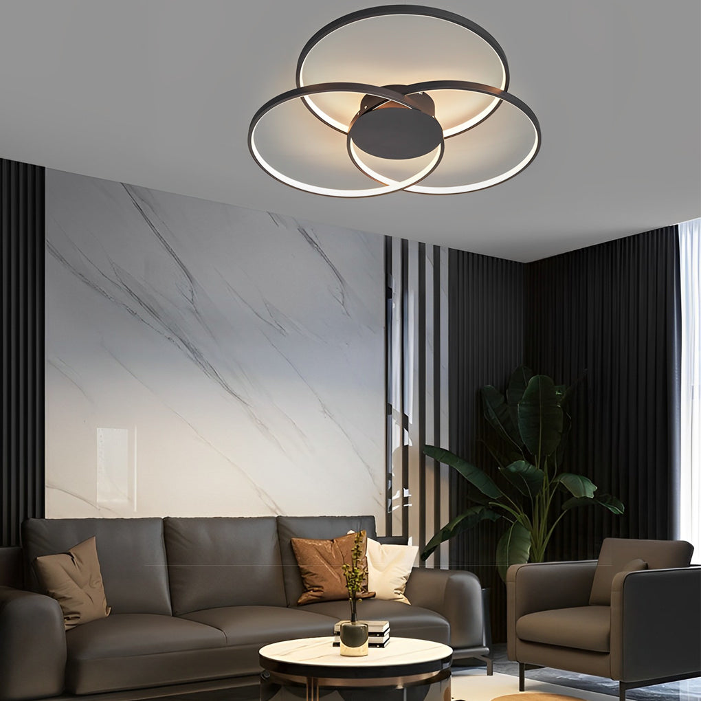 Aurelia Trio Ring LED Ceiling Light – Modern Nordic Semi Flush Mount