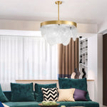 3 Light Round Semi Flush Mount Glass Chandelier