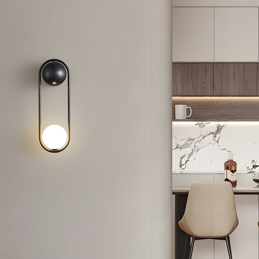 Mila Wall Sconce 1 Light Glass Globe Wall Light Gold Black