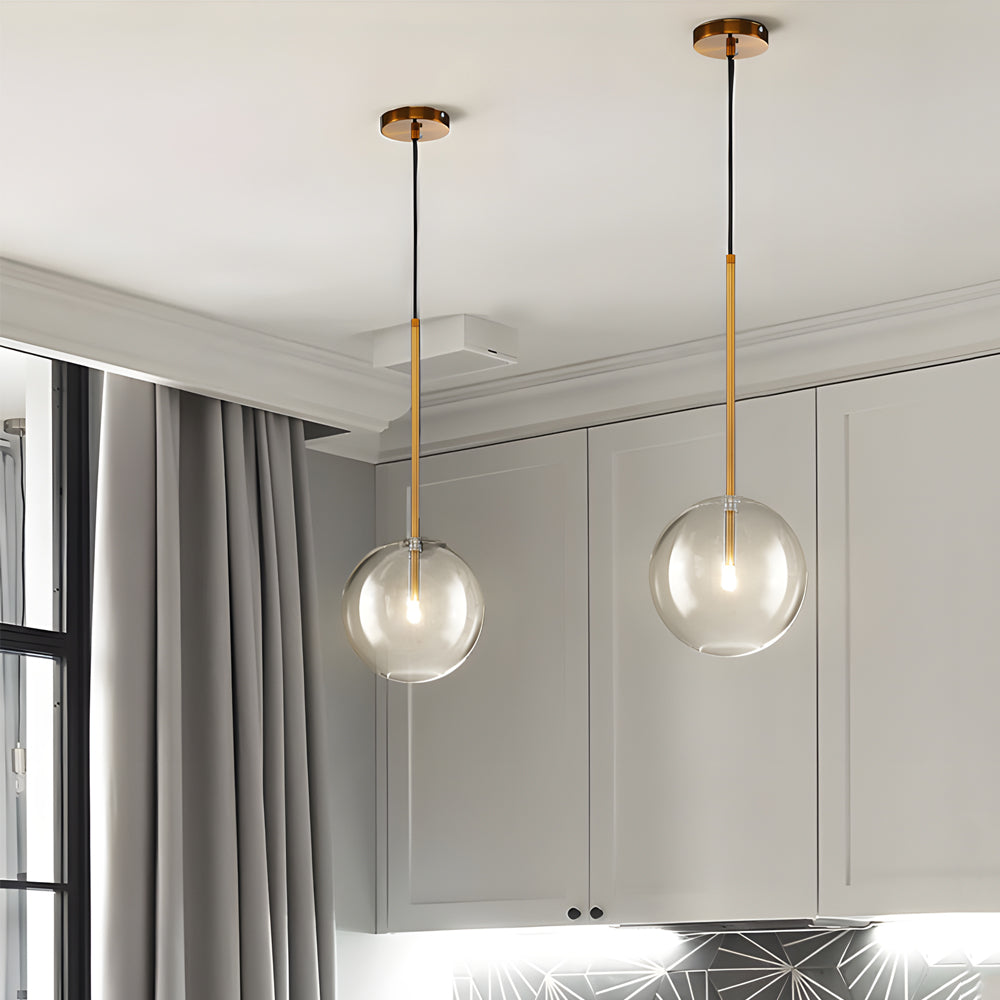1 Light Clear Glass Globe Pendant Light Modern Hanging Lighting Fixture